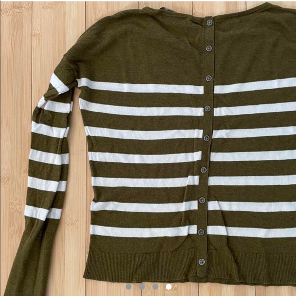 LOFT by Ann Taylor striped olive sweater (size XS) - Picture 3 of 4